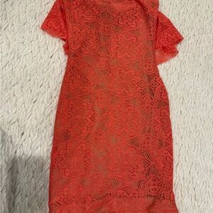 Elegant Lace Dress in Vibrant Orange